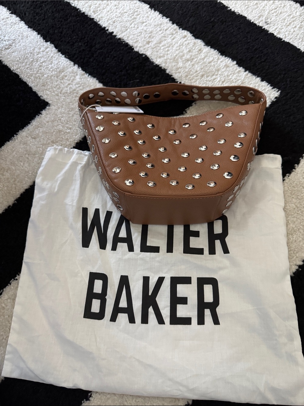 Walter Baker Tan Leather Studded Shoulder Bag